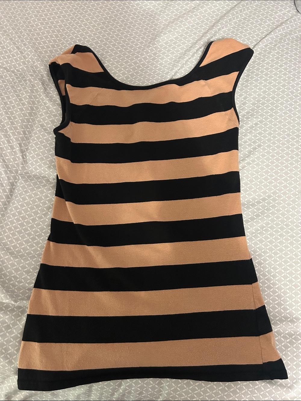 Express Black and Tan Striped Sleeveless Shift shirt